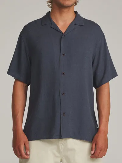 Katin Teller Shirt Hemd mit Camp-Kragen, Rayon-Leinen-Mix