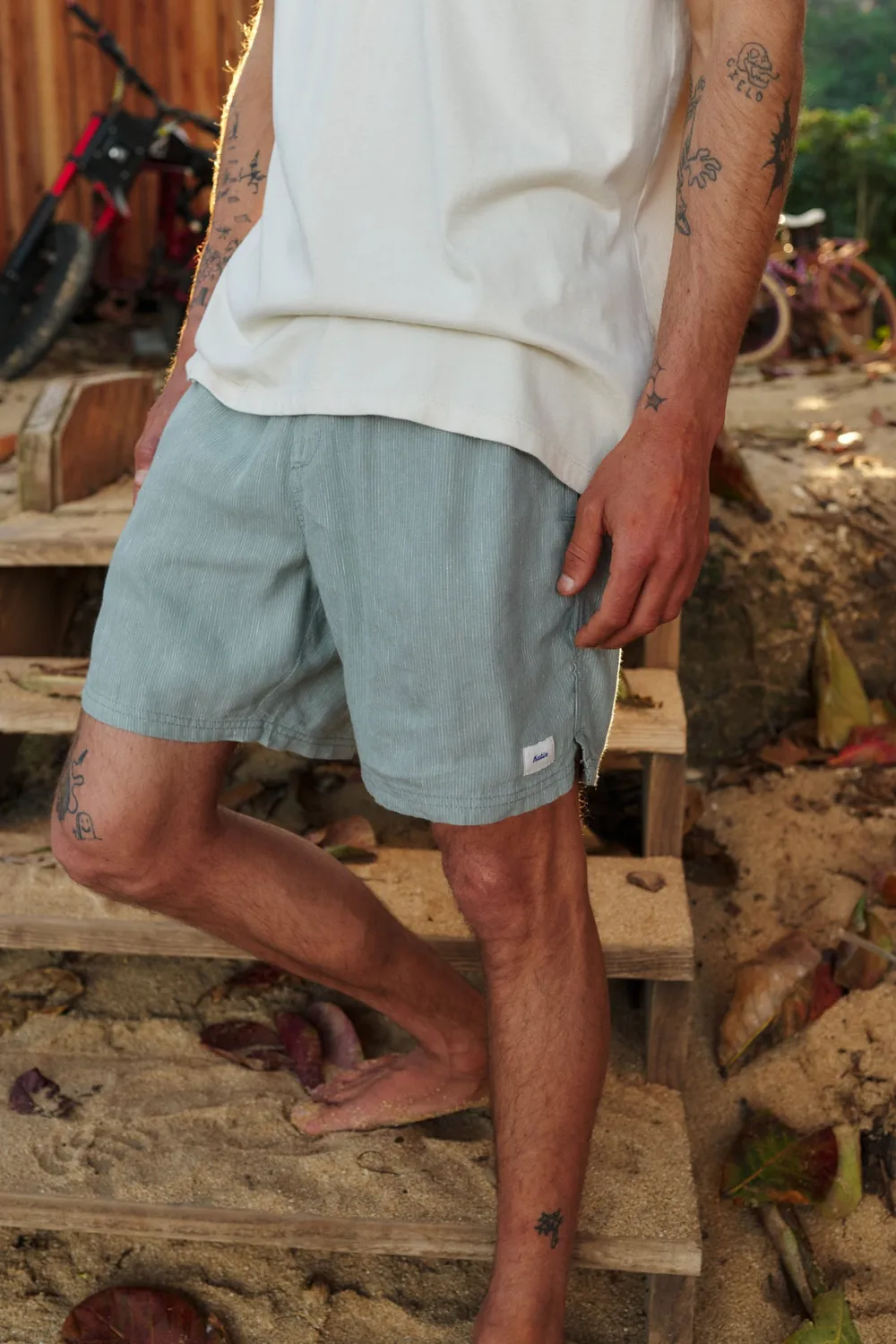 Katin Stevens Local Shorts Leinen-Rayon Streifen